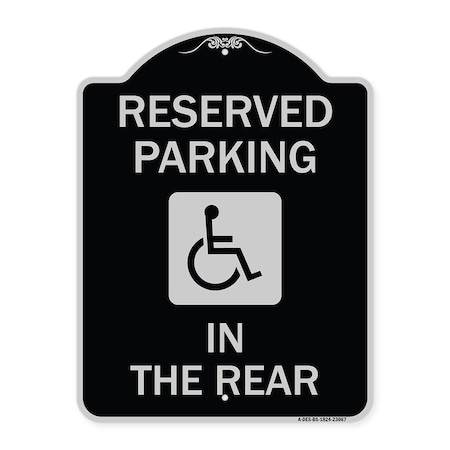 Reserved Parking In The Rear With Graphic Heavy-Gauge Aluminum Architectural Sign